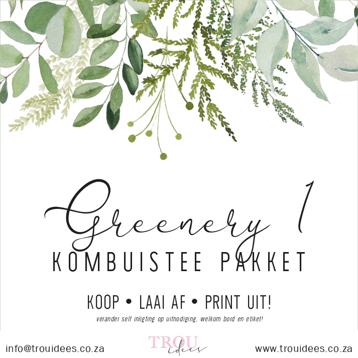 Greenery 1 (White) Bridal Shower Stationery